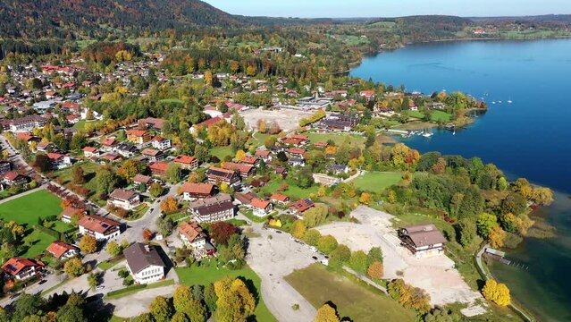 Aerial view, Bad Wiessee and Abwinkl, Tegernsee, Upper Bavaria, Bavaria, Germany, Europe