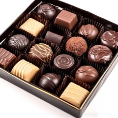 Box of chocolates with isolated white background generative ai