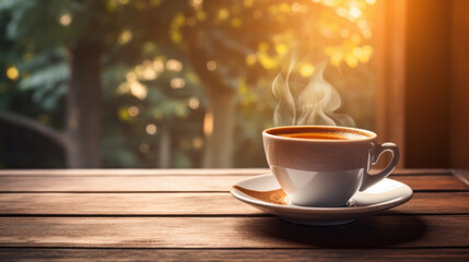 closeup of smoky coffee cup