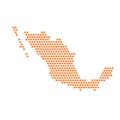 Map of the country of Mexico with fire flame icons on a white background