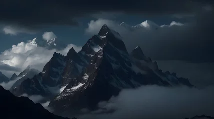 Foto auf Acrylglas Shishapangma そびえ立つ山々、霧、雲｜Towering mountains, fog and clouds, Generative AI 