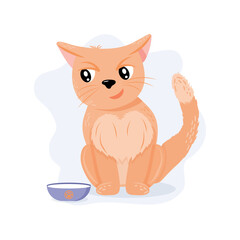 Character cat with a bowl of milk