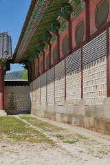 Korean traditional house, old palace, stone wall