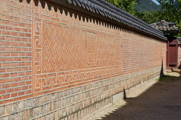 Korean traditional house, old palace, stone wall