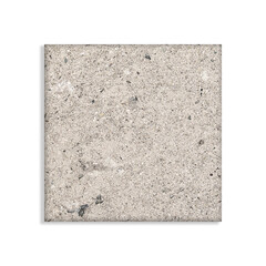 Close-up of a tile isolated on white background with clipping path. Grey brick used in construction and home building.