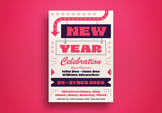 White Mid Century New Year Celebration Flyer Layout