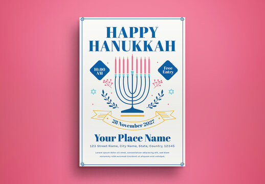 White Flat Design Hanukkah Flyer Layout