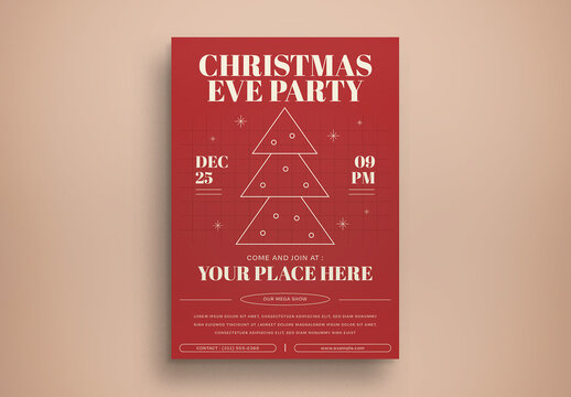 Red Outline Christmas Party Flyer Layout