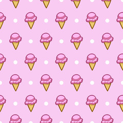 ice cream fabric pattern with circle 