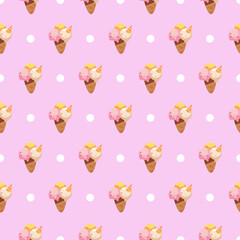 ice cream fabric pattern with circle 