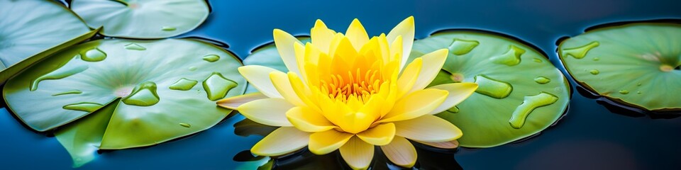Yellow Harmony: Macro Shot of Lotus Flower in Water
