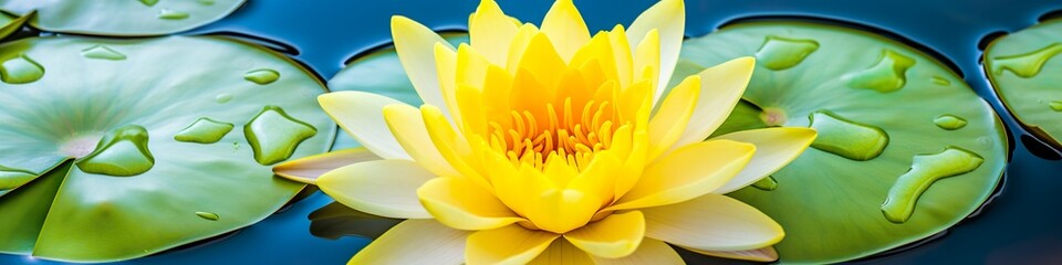 Yellow Harmony: Macro Shot of Lotus Flower in Water