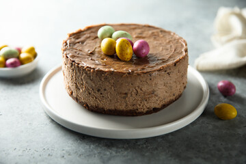 Homemade Easter chocolate cheesecake