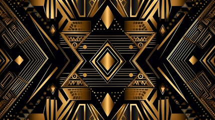 Futuristic geometric golden black background generative ai