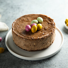 Homemade Easter chocolate cheesecake