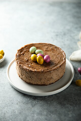 Homemade Easter chocolate cheesecake