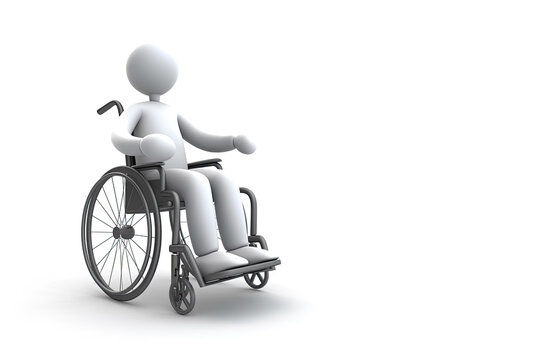 A person is sitting in a wheelchair on a gray background