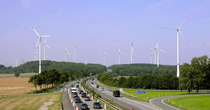 A44, wind turbines, wind farm, Lichtenau, North Rhine-Westphalia, North Rhine-Westphalia, Germany, Europe