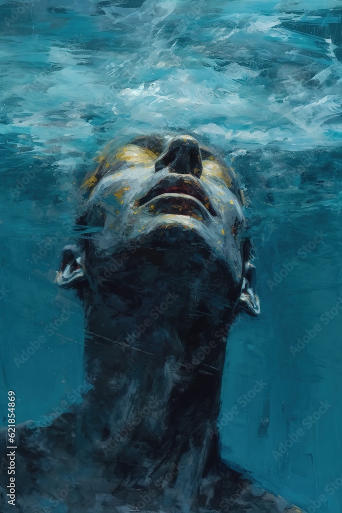 Poster a picture of a person floating in the sea as an example