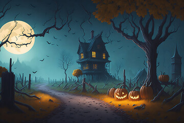Fototapeta na wymiar a spooky Halloween-themed landscape.