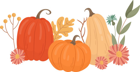 Floral Pumpkins Composition