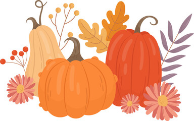 Floral Pumpkins Composition