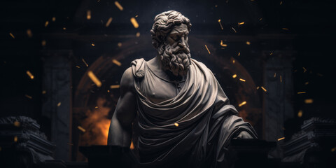 Plato bust sculpture, ancient Greek philosopher. Generative AI