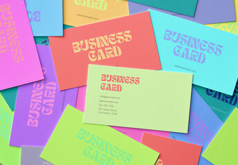 Mockup of customizable US horizontal business cards 3.5 x 2 inches, full frame