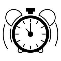 alarm clock, icon, line illustration   
