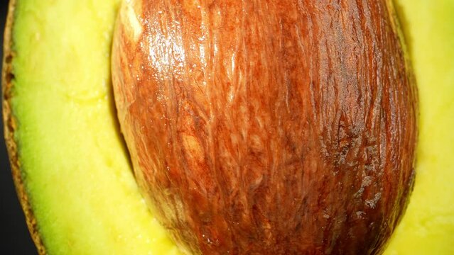 A probe lens unveils the secret world within a half avocado. Delve into its enchanting textures and colors, revealing the remarkable intricacies of this culinary gem. Food concept. Avocado background
