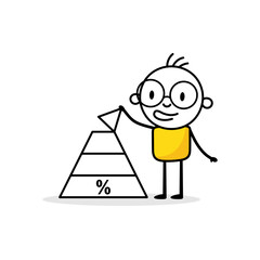 Man build pyramid. Success investment in interest rate rise, sales or stock market investing concept. Vector stock illustration