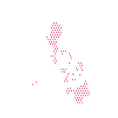 Map of the country of Philippines with pink flower icons on a white background