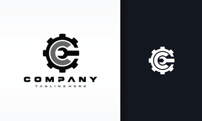 letter C gear wrench logo