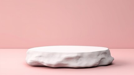 Abstract white pedestal podium, product display presentation on light pink background