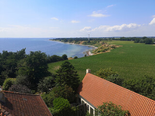 Panoramic view from the lighthouse Kegnaes Fyr at the surroundings
