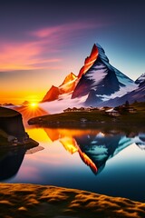 sunset over the mountains