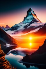sunset in the mountains
