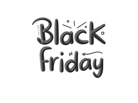 Black Friday typography banner. Black Friday modern linear typography text illustration isolated on black background. Design template for Black Friday sale banner png