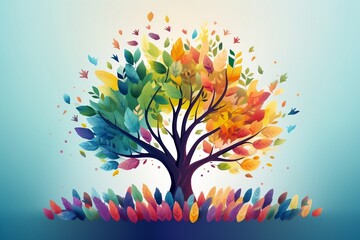 A vibrant and colorful tree. AI