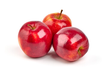 Shiny red apples, isolated on white background.