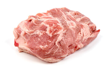 Raw pork meat, isolated on white background.