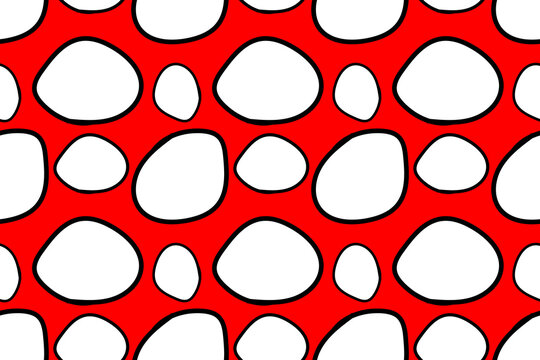 Fly agaric colors.  Mushroom. Trendy, stylish, fashionable, seamless vector pattern for design and decoration.