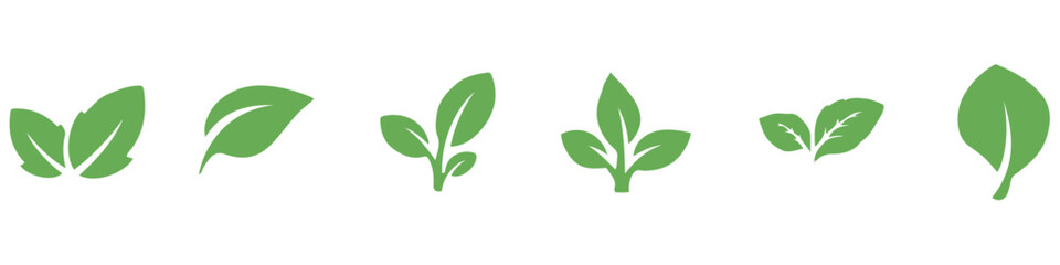 Leaf icons set ecology nature element, green leafs, environment and nature eco sign. Leaves on white background – stock vector