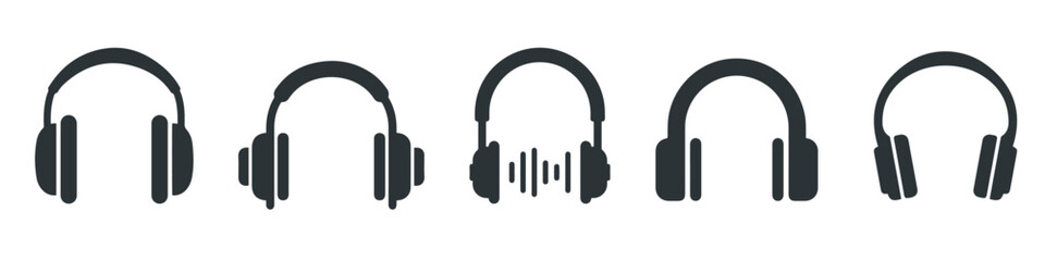 Headphones icons set. Vector illustration
