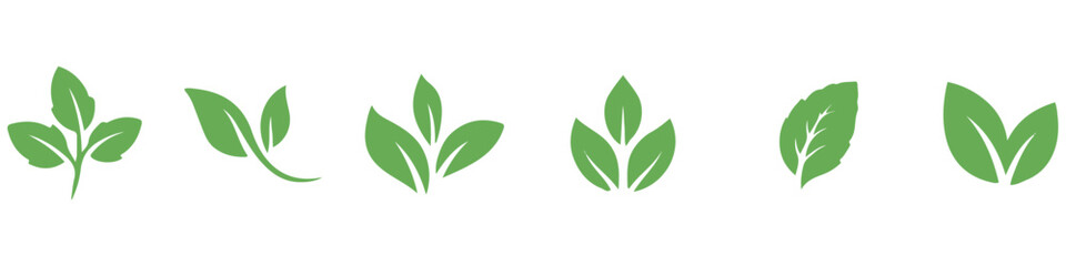 Leaf icons set ecology nature element, green leafs, environment and nature eco sign. Leaves on white background – stock vector