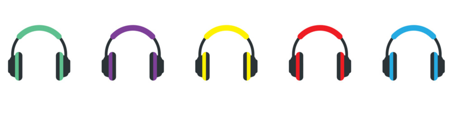 Headphones icons set. Vector illustration