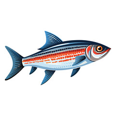 Fototapeta premium Delicate Aquatic Charm: Longfin Zebra Danio Showcased in a Beautiful 2D Illustration
