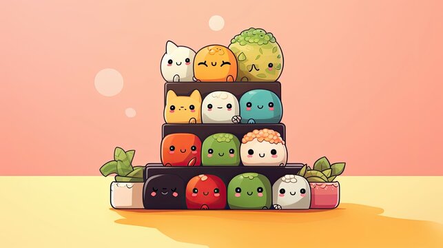 a bunch of sushi sitting on top of a table