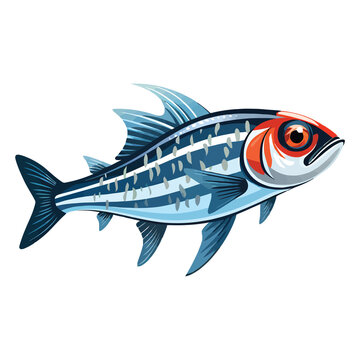 blue fish with orange details clip art preview