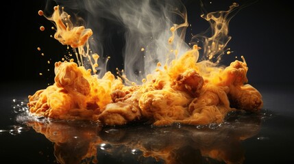 magical liquid vitreous enamel kintsugi chicken nuggets, melting dripping